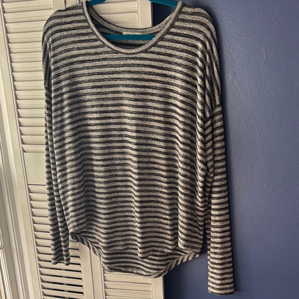 Rag & Bone Black and Gray Striped Tee